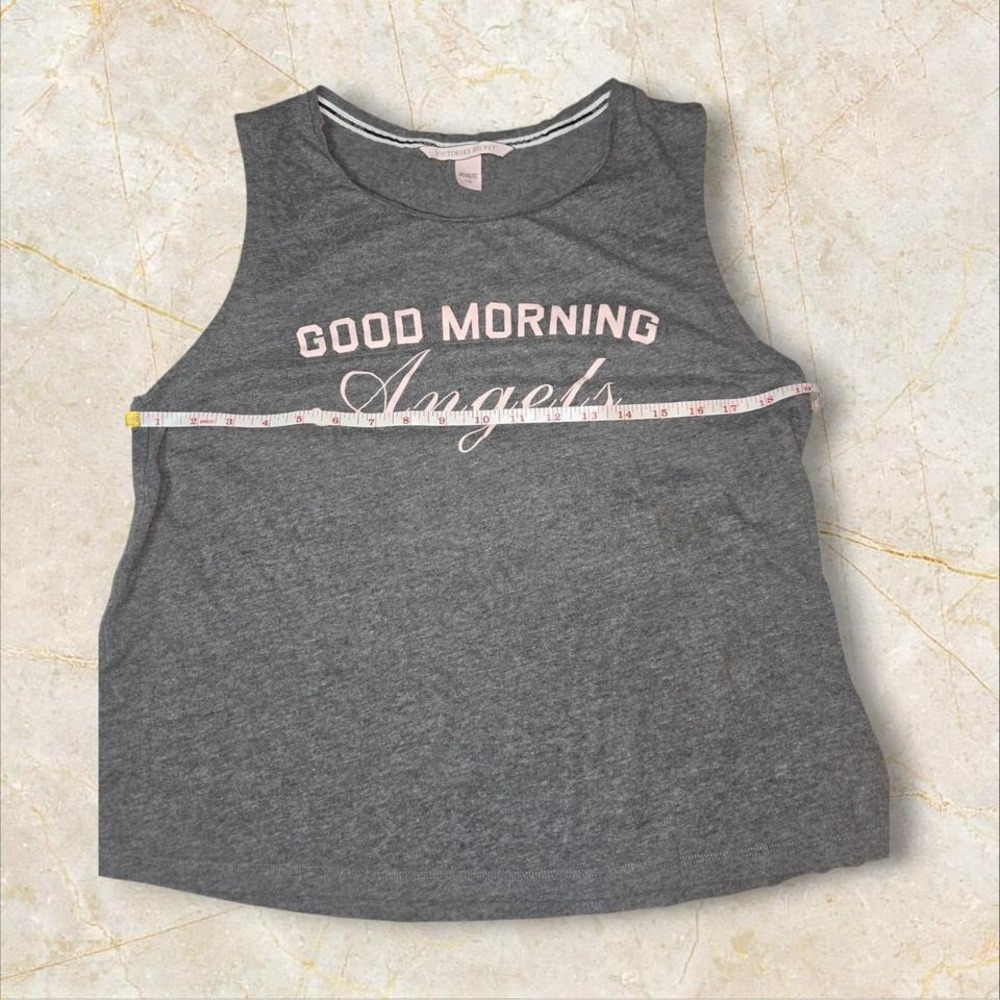 Victorias Secret Good Morning Angels Pajama Tank Top Gray Pink L Large - Picture 4 of 7